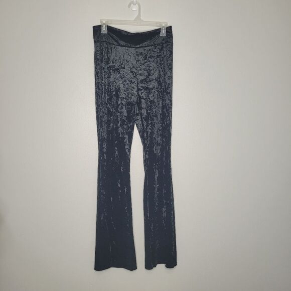 Black velvet flare witchy dark hippie moody Stevie Nicks whimsigoth pull on pant - Picture 1 of 6